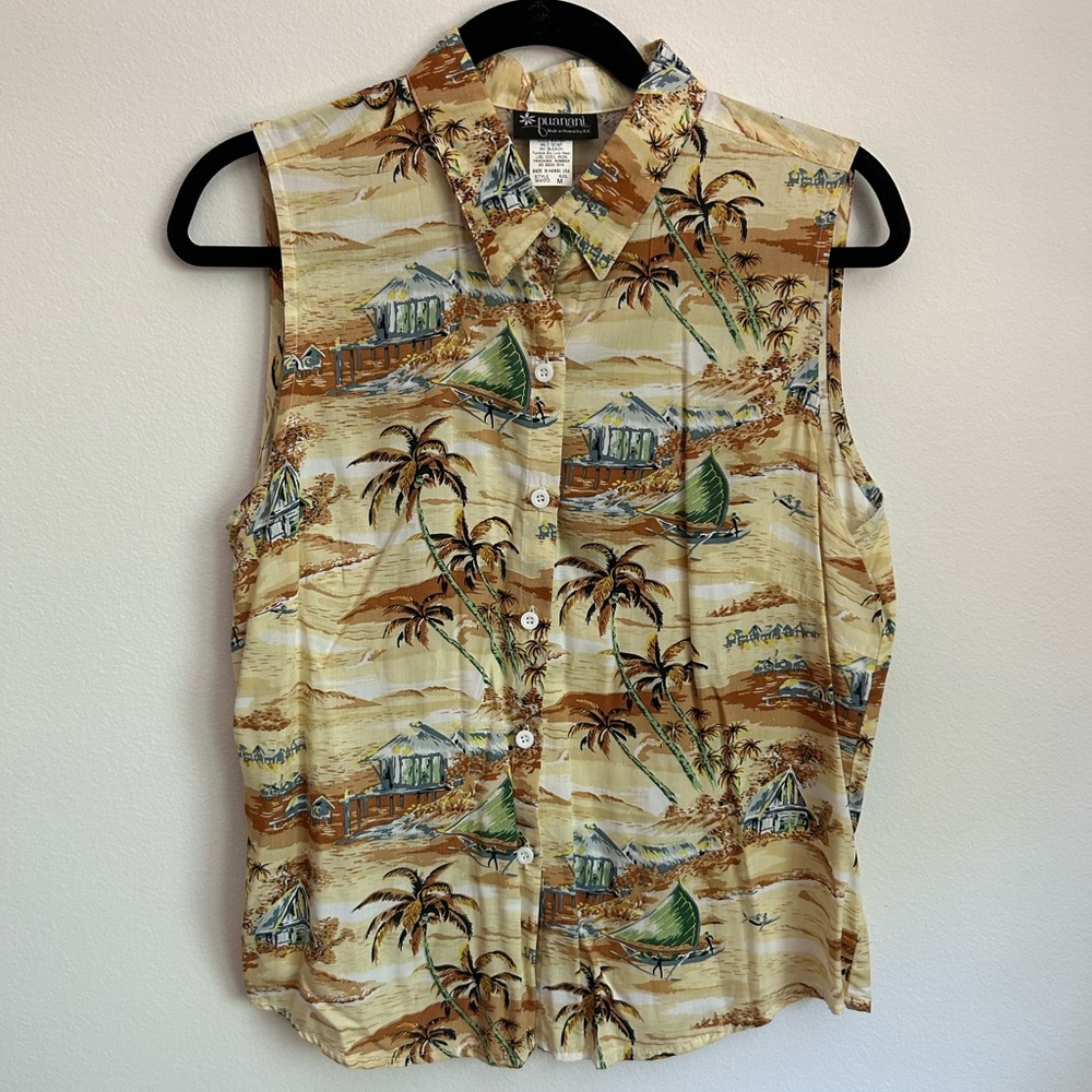 Vintage Early 2000s Sleeveless Hawaiian Shirt NWOT